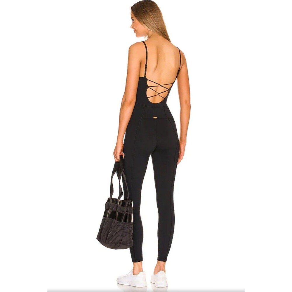 L Space Go The Distance Jumpsuit Onesie Legging Medium Black